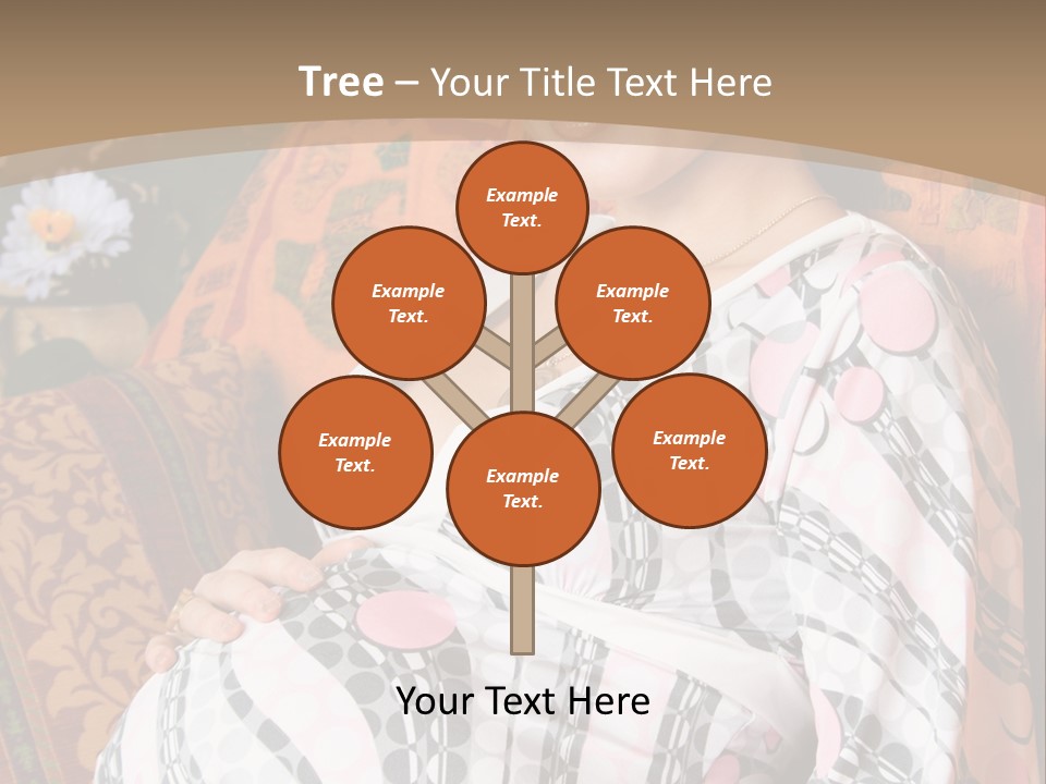 Happy Pregnancy Women Sitting On Sofa And Listing Photoalbum. PowerPoint Template