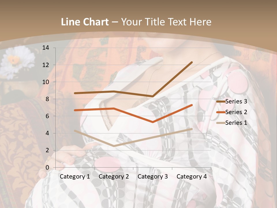 Happy Pregnancy Women Sitting On Sofa And Listing Photoalbum. PowerPoint Template