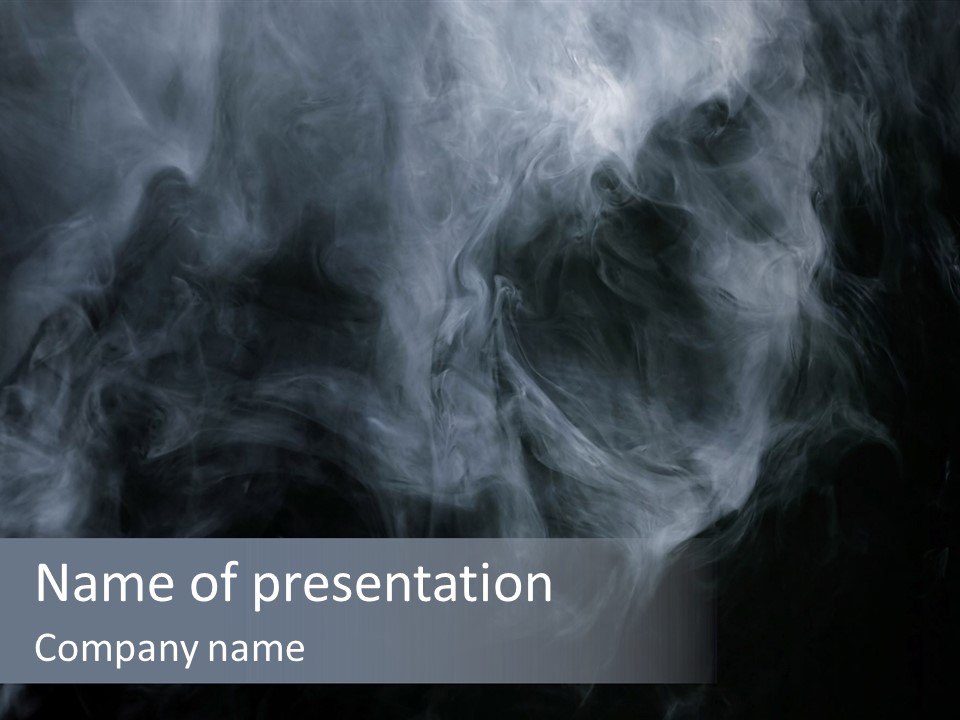 Appearance Of Cigarette Smoke Forming The Shape Of A Skull. Good For Stop Smoking Ad, Campaign, Pamphlet, Brochure Or Advertisement. Dry Ice Carbon Dioxide Gasses Forming An Image Of A Scary Skull. PowerPoint Template