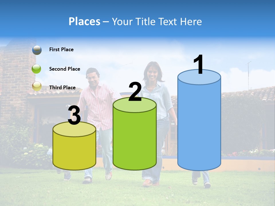 Happy Family Running And Having Fun Outdoors Smiling And Enjoying PowerPoint Template