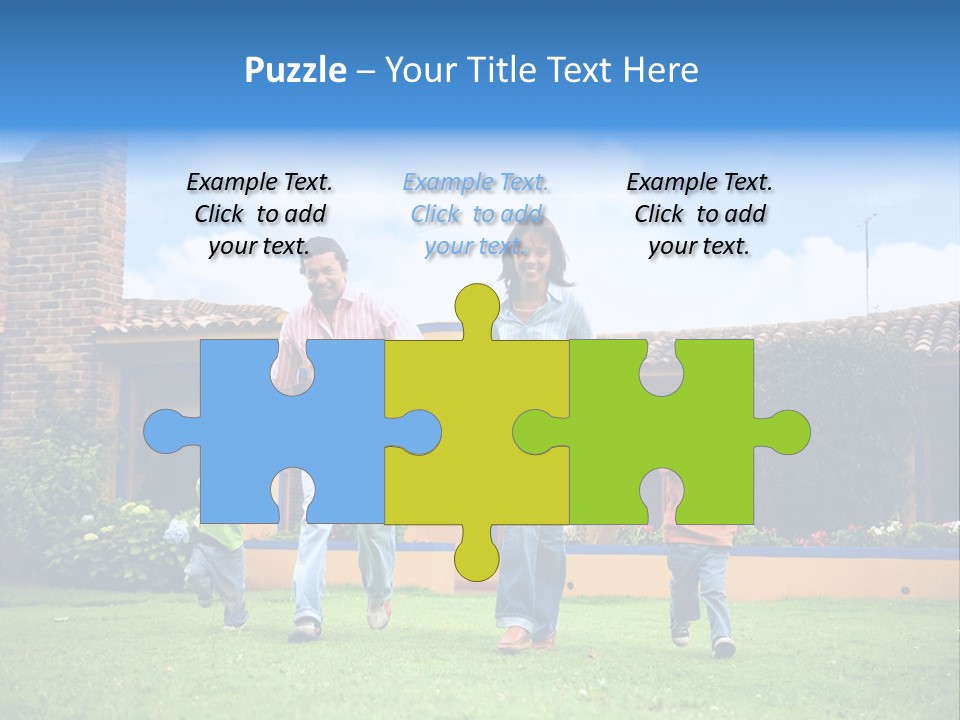 Happy Family Running And Having Fun Outdoors Smiling And Enjoying PowerPoint Template