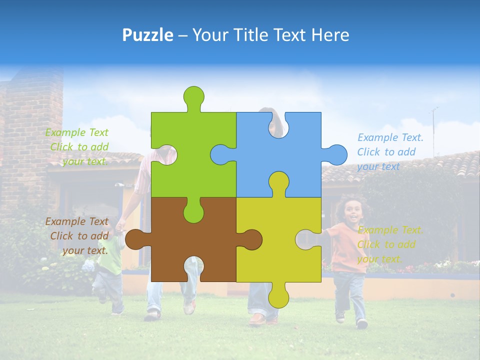 Happy Family Running And Having Fun Outdoors Smiling And Enjoying PowerPoint Template