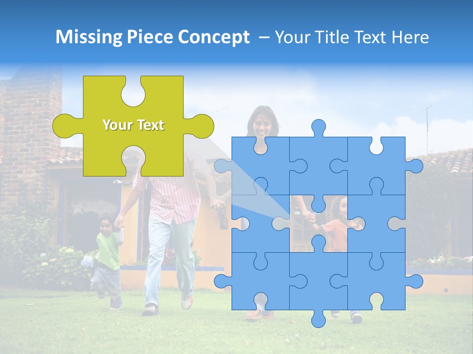 Happy Family Running And Having Fun Outdoors Smiling And Enjoying PowerPoint Template