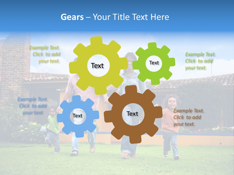 Happy Family Running And Having Fun Outdoors Smiling And Enjoying PowerPoint Template