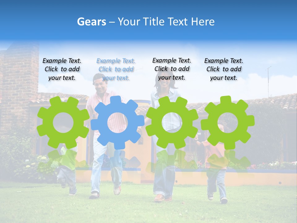 Happy Family Running And Having Fun Outdoors Smiling And Enjoying PowerPoint Template