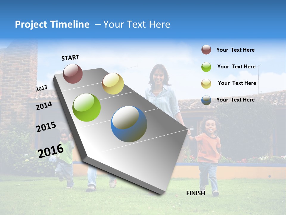 Happy Family Running And Having Fun Outdoors Smiling And Enjoying PowerPoint Template