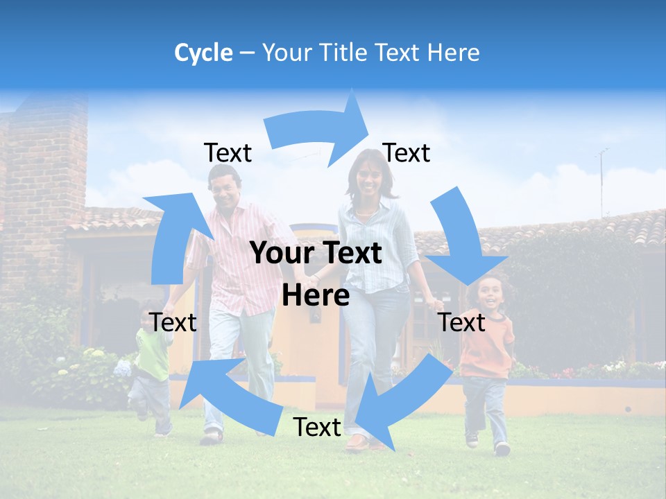 Happy Family Running And Having Fun Outdoors Smiling And Enjoying PowerPoint Template