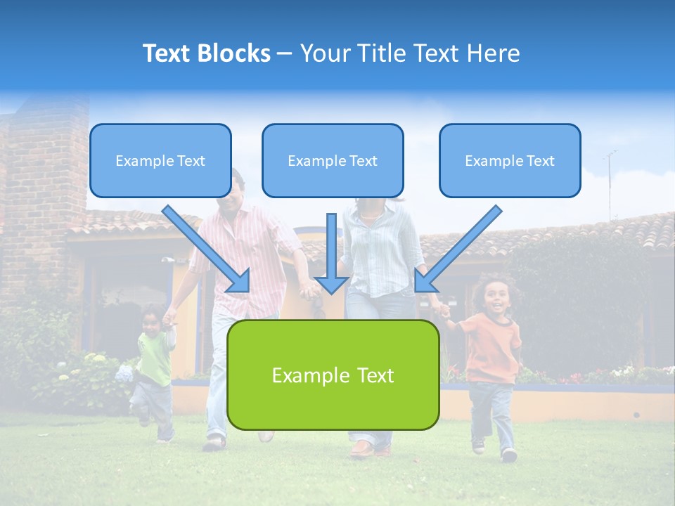 Happy Family Running And Having Fun Outdoors Smiling And Enjoying PowerPoint Template