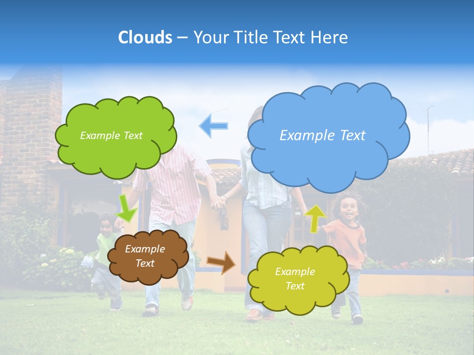 Happy Family Running And Having Fun Outdoors Smiling And Enjoying PowerPoint Template