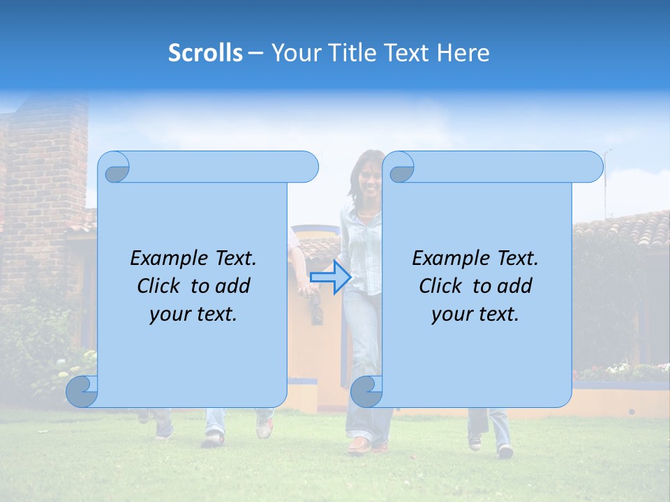 Happy Family Running And Having Fun Outdoors Smiling And Enjoying PowerPoint Template