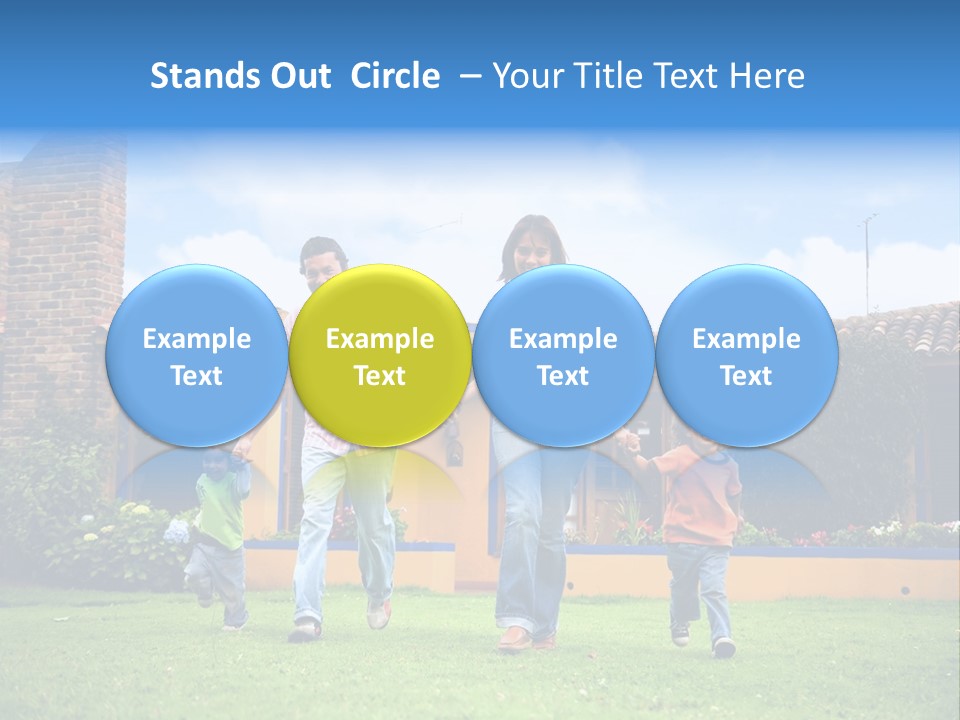 Happy Family Running And Having Fun Outdoors Smiling And Enjoying PowerPoint Template