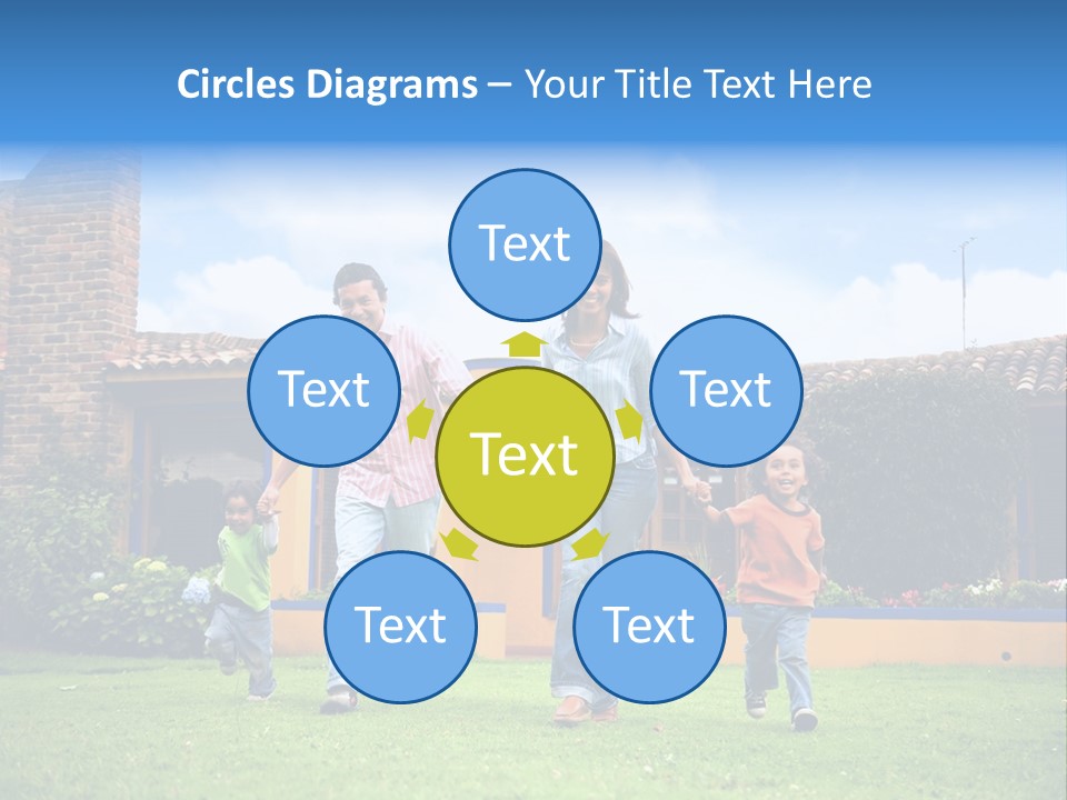 Happy Family Running And Having Fun Outdoors Smiling And Enjoying PowerPoint Template