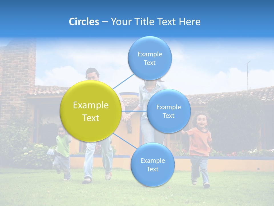 Happy Family Running And Having Fun Outdoors Smiling And Enjoying PowerPoint Template