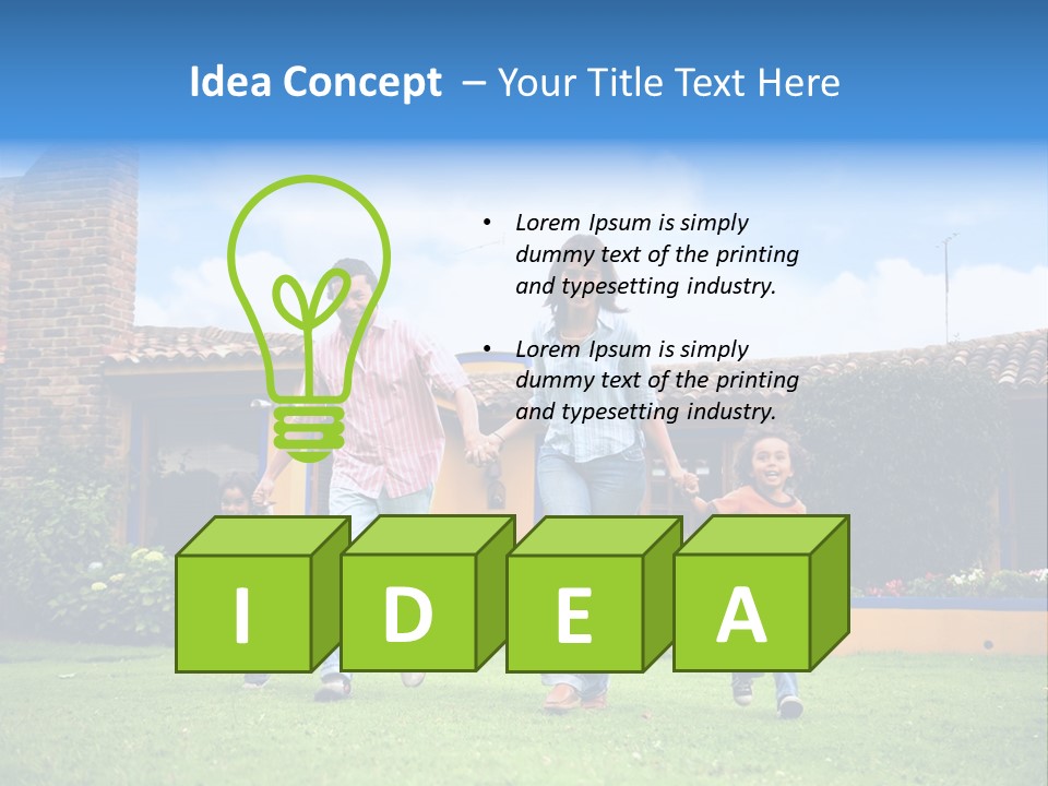 Happy Family Running And Having Fun Outdoors Smiling And Enjoying PowerPoint Template