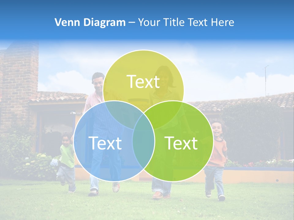 Happy Family Running And Having Fun Outdoors Smiling And Enjoying PowerPoint Template