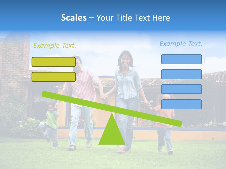 Happy Family Running And Having Fun Outdoors Smiling And Enjoying PowerPoint Template
