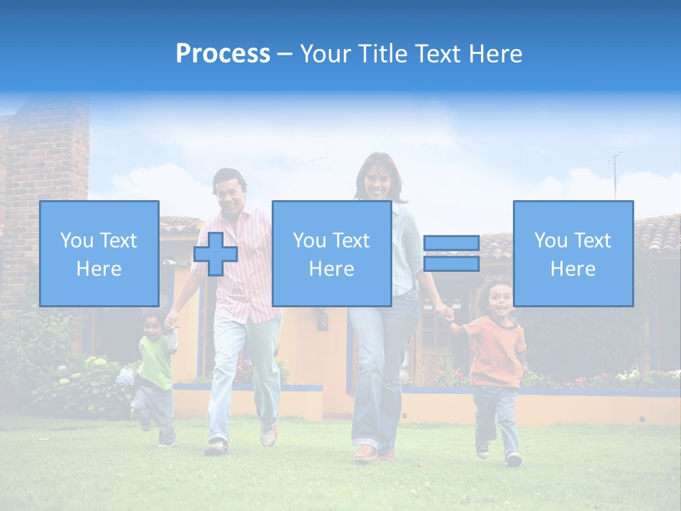 Happy Family Running And Having Fun Outdoors Smiling And Enjoying PowerPoint Template