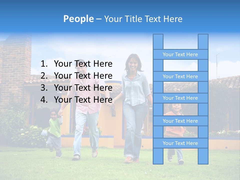 Happy Family Running And Having Fun Outdoors Smiling And Enjoying PowerPoint Template