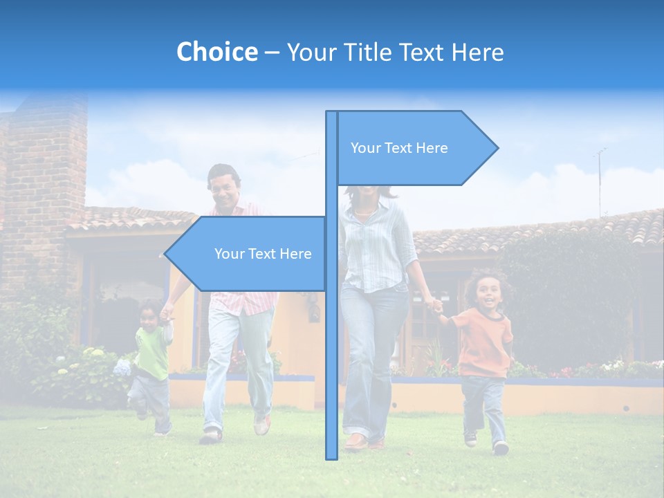 Happy Family Running And Having Fun Outdoors Smiling And Enjoying PowerPoint Template