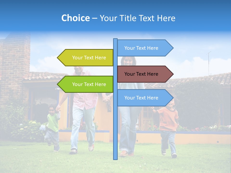 Happy Family Running And Having Fun Outdoors Smiling And Enjoying PowerPoint Template