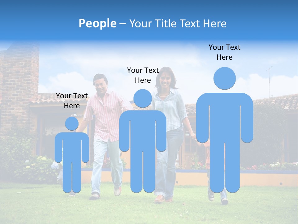 Happy Family Running And Having Fun Outdoors Smiling And Enjoying PowerPoint Template