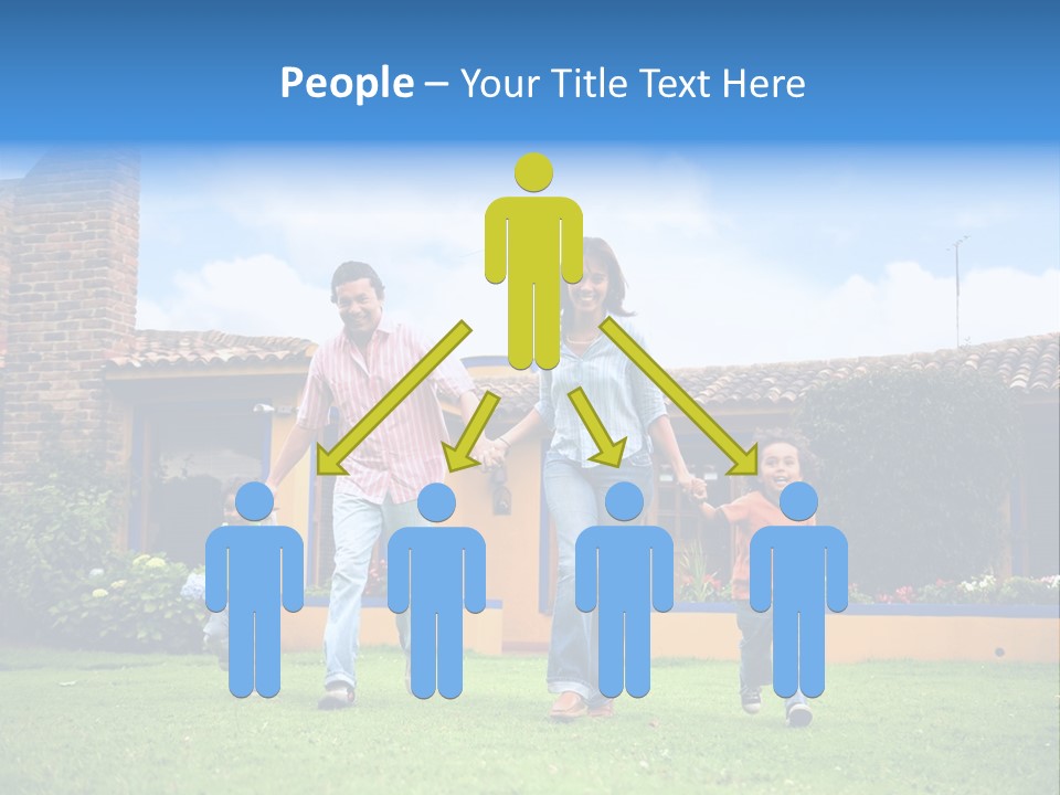 Happy Family Running And Having Fun Outdoors Smiling And Enjoying PowerPoint Template