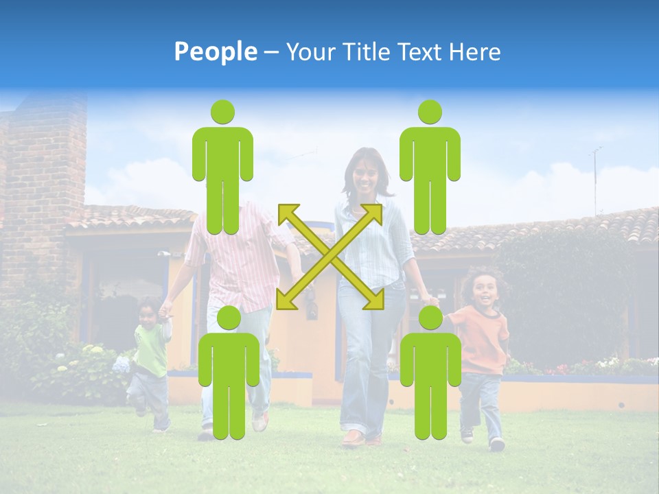 Happy Family Running And Having Fun Outdoors Smiling And Enjoying PowerPoint Template