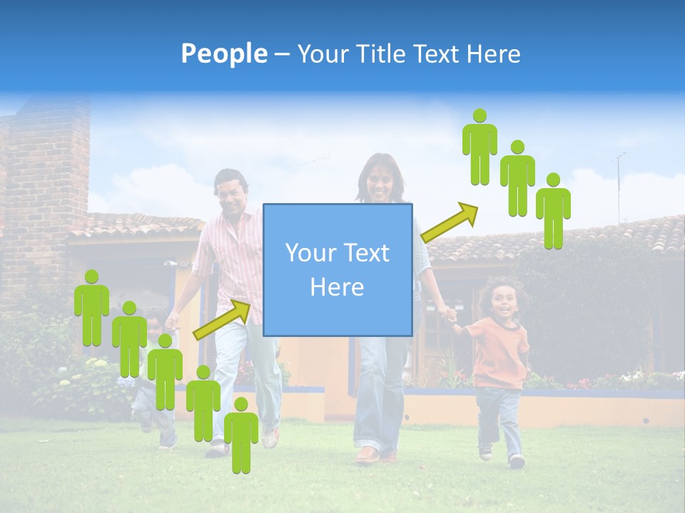 Happy Family Running And Having Fun Outdoors Smiling And Enjoying PowerPoint Template