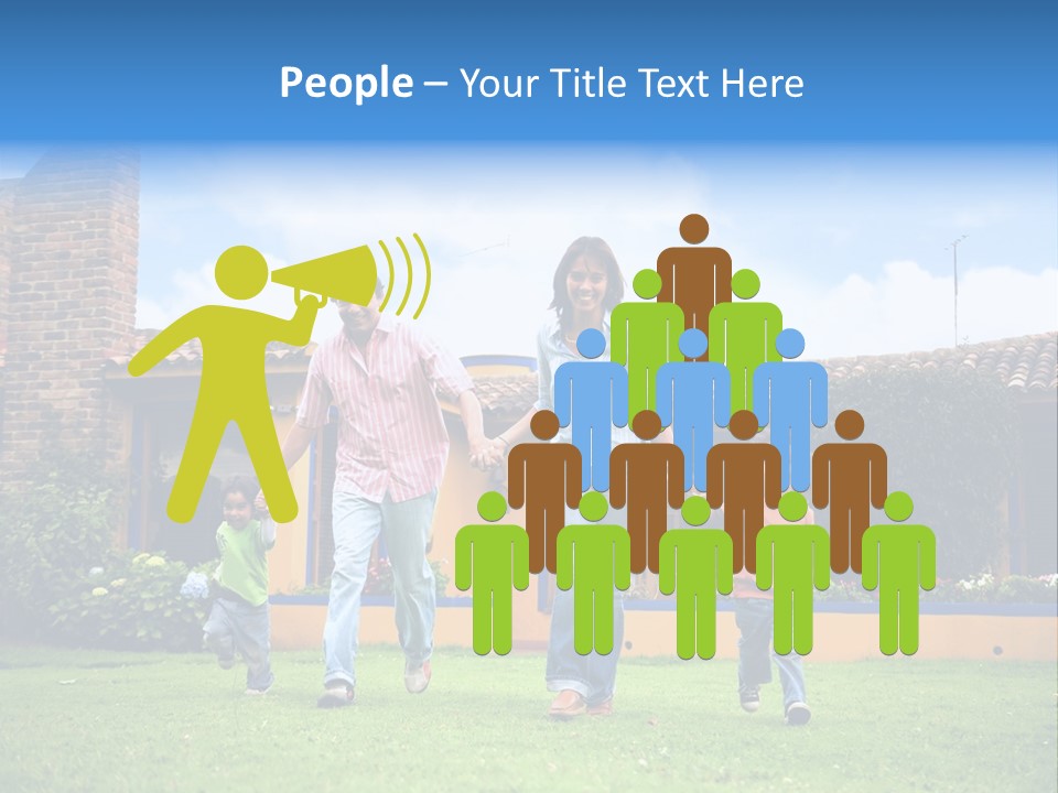 Happy Family Running And Having Fun Outdoors Smiling And Enjoying PowerPoint Template