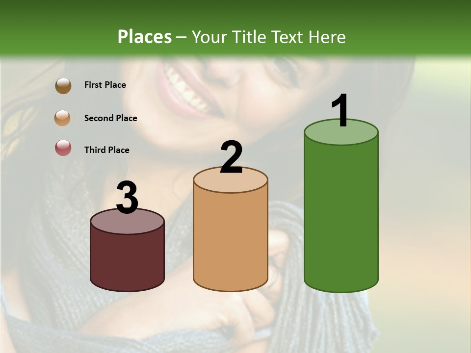 Beautiful Female Portrait Outdoors Smiling And Playing With Her Scarf PowerPoint Template