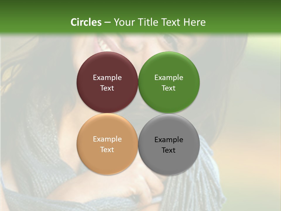 Beautiful Female Portrait Outdoors Smiling And Playing With Her Scarf PowerPoint Template