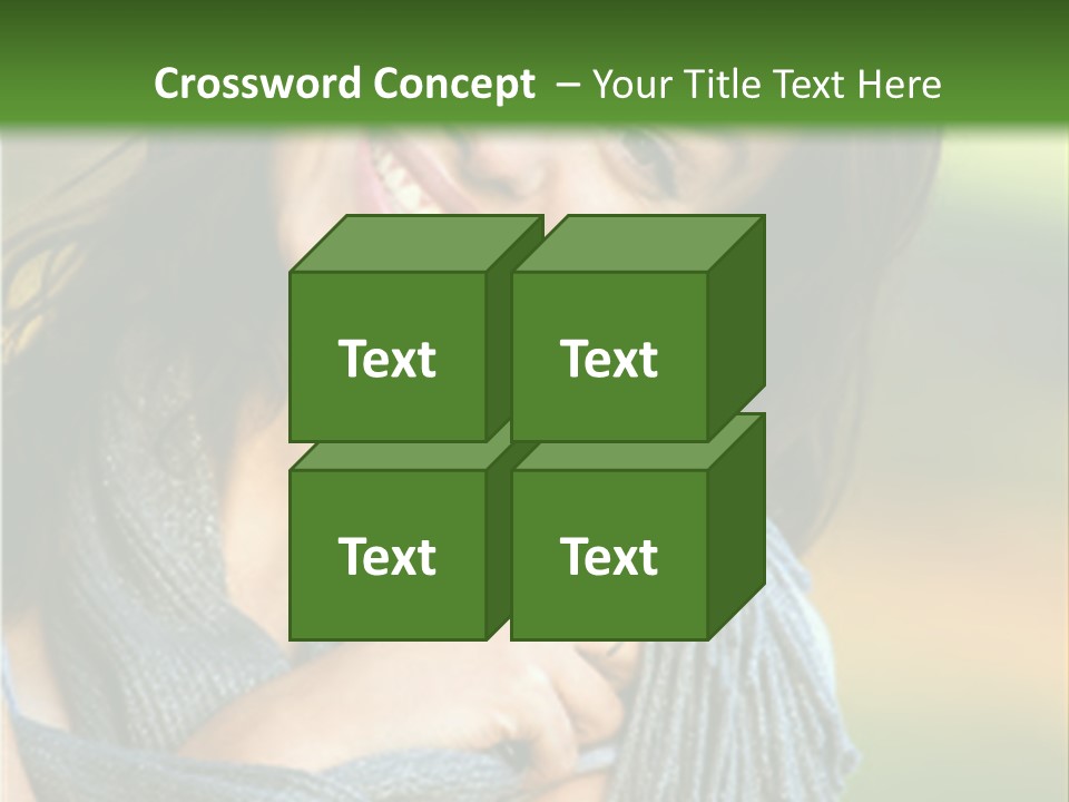 Beautiful Female Portrait Outdoors Smiling And Playing With Her Scarf PowerPoint Template