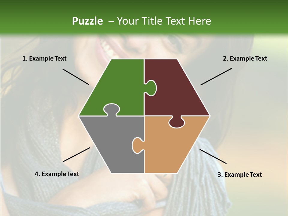 Beautiful Female Portrait Outdoors Smiling And Playing With Her Scarf PowerPoint Template