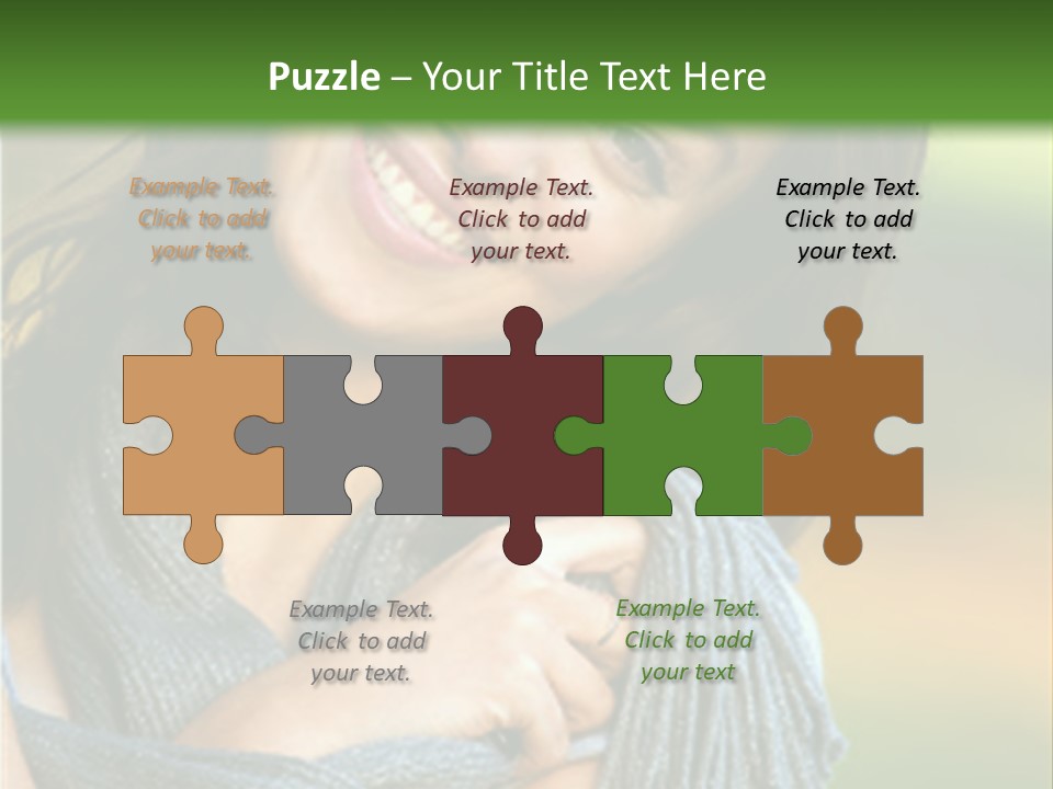 Beautiful Female Portrait Outdoors Smiling And Playing With Her Scarf PowerPoint Template