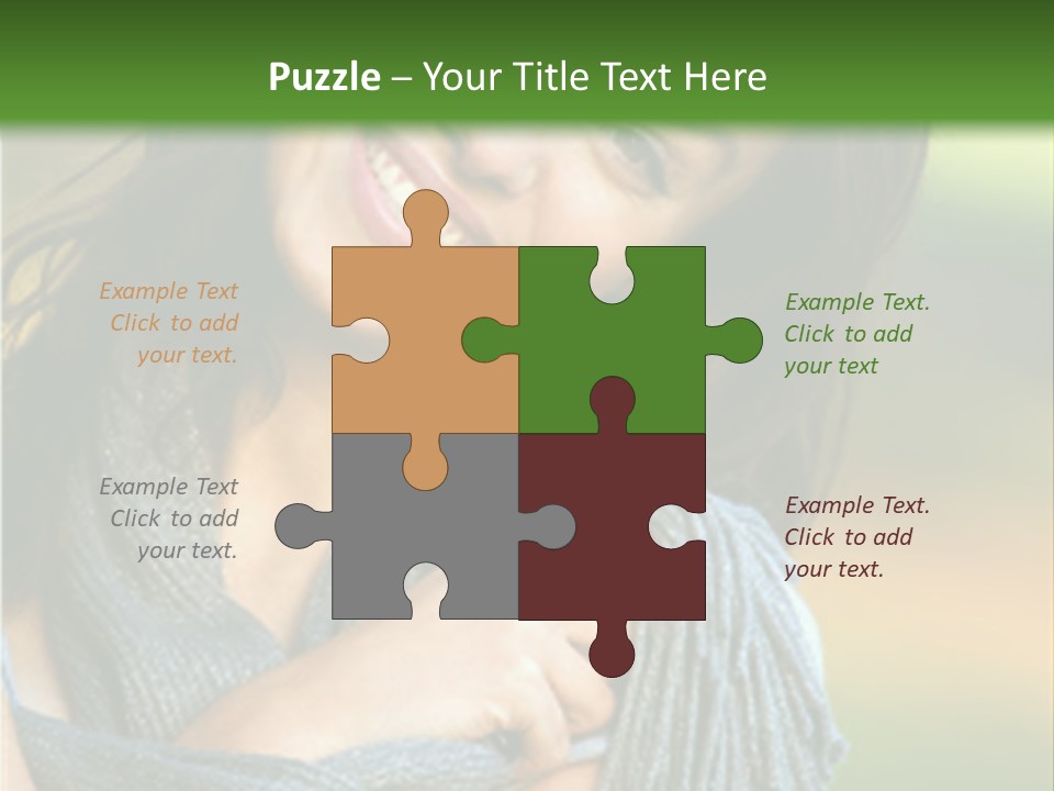 Beautiful Female Portrait Outdoors Smiling And Playing With Her Scarf PowerPoint Template