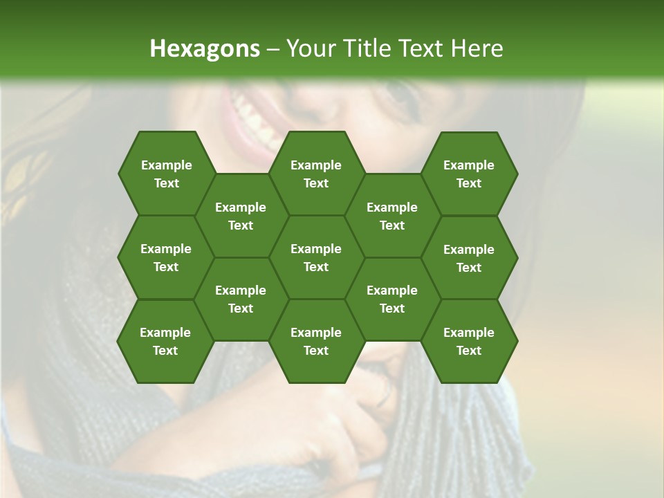 Beautiful Female Portrait Outdoors Smiling And Playing With Her Scarf PowerPoint Template