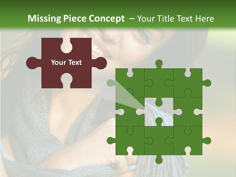 Beautiful Female Portrait Outdoors Smiling And Playing With Her Scarf PowerPoint Template