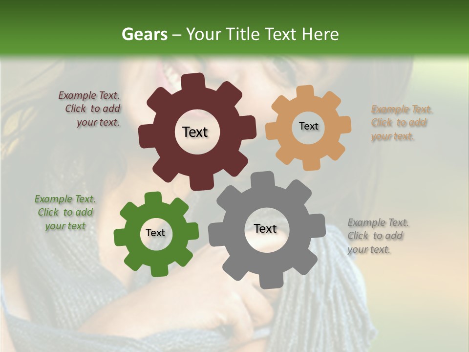 Beautiful Female Portrait Outdoors Smiling And Playing With Her Scarf PowerPoint Template