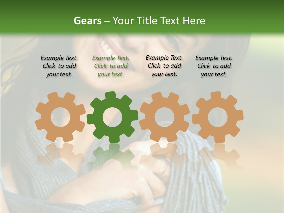 Beautiful Female Portrait Outdoors Smiling And Playing With Her Scarf PowerPoint Template