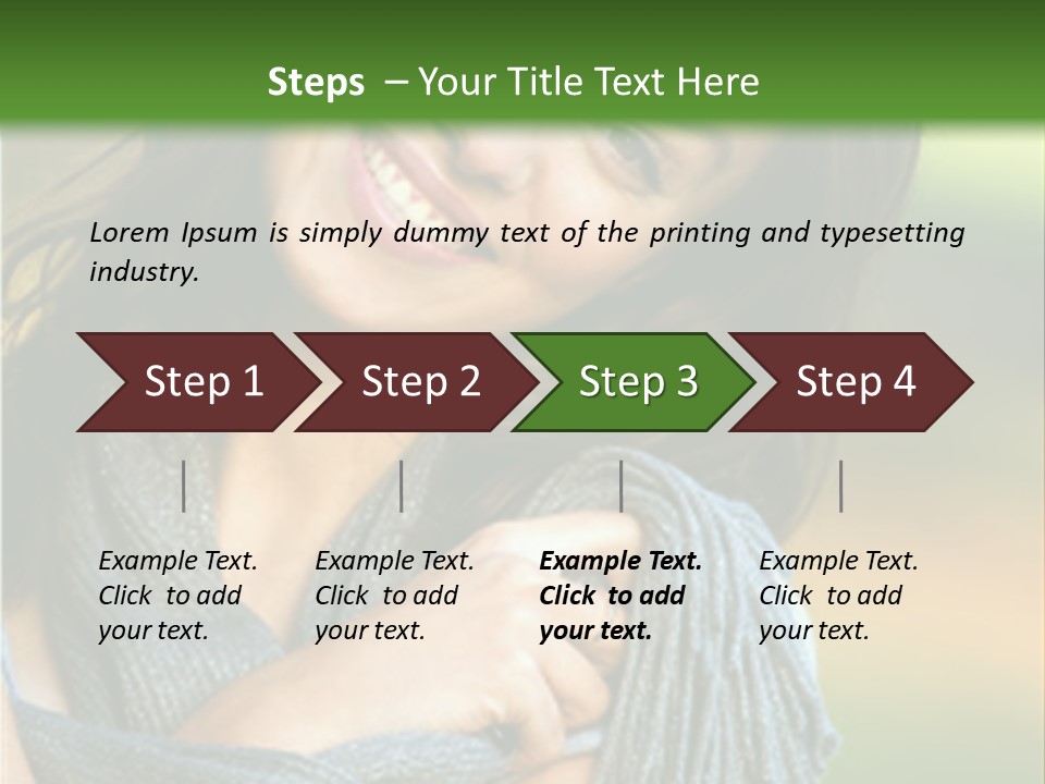 Beautiful Female Portrait Outdoors Smiling And Playing With Her Scarf PowerPoint Template