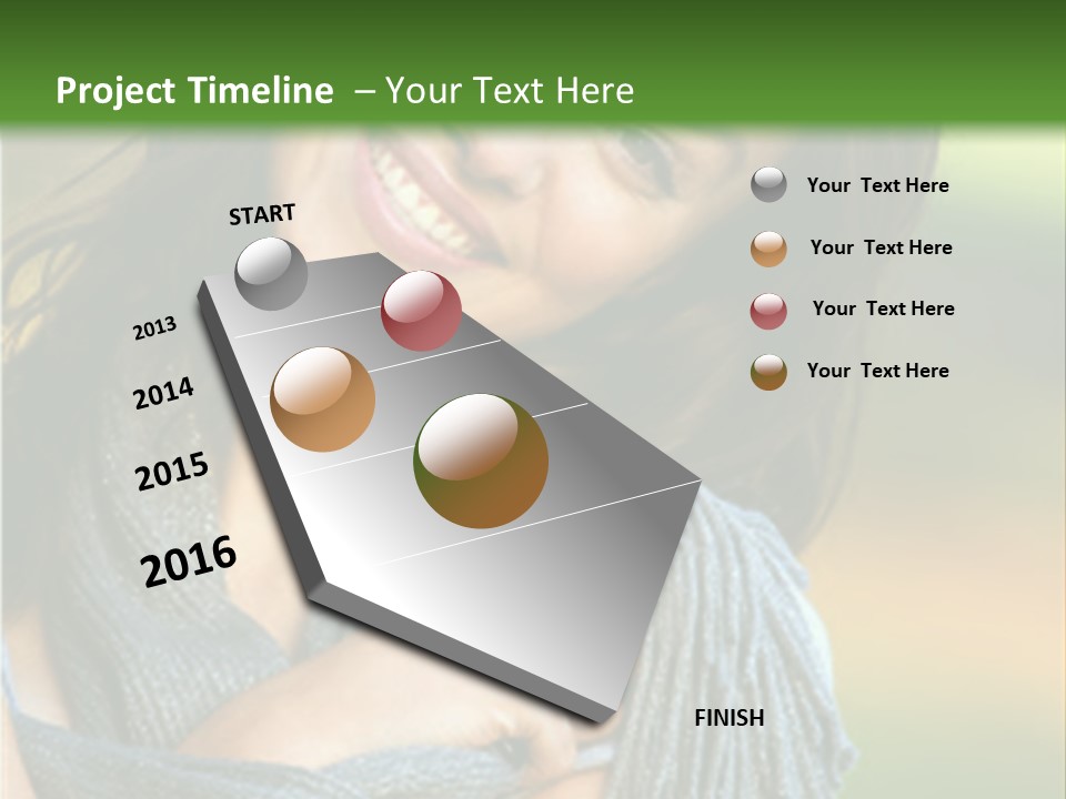 Beautiful Female Portrait Outdoors Smiling And Playing With Her Scarf PowerPoint Template