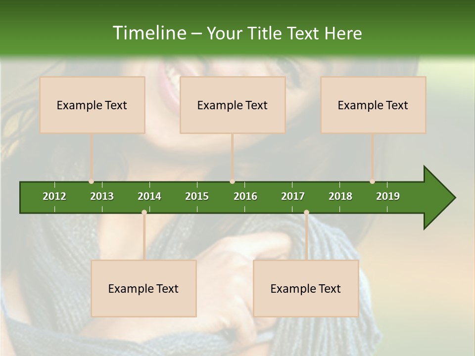 Beautiful Female Portrait Outdoors Smiling And Playing With Her Scarf PowerPoint Template