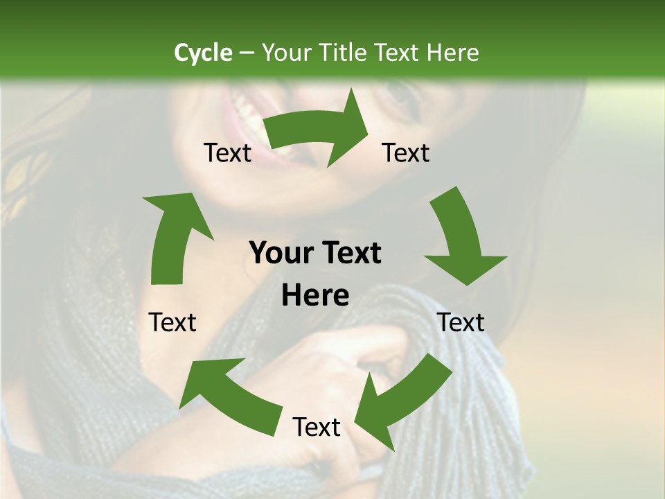 Beautiful Female Portrait Outdoors Smiling And Playing With Her Scarf PowerPoint Template