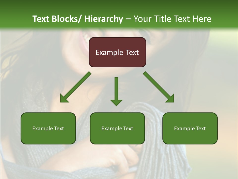 Beautiful Female Portrait Outdoors Smiling And Playing With Her Scarf PowerPoint Template