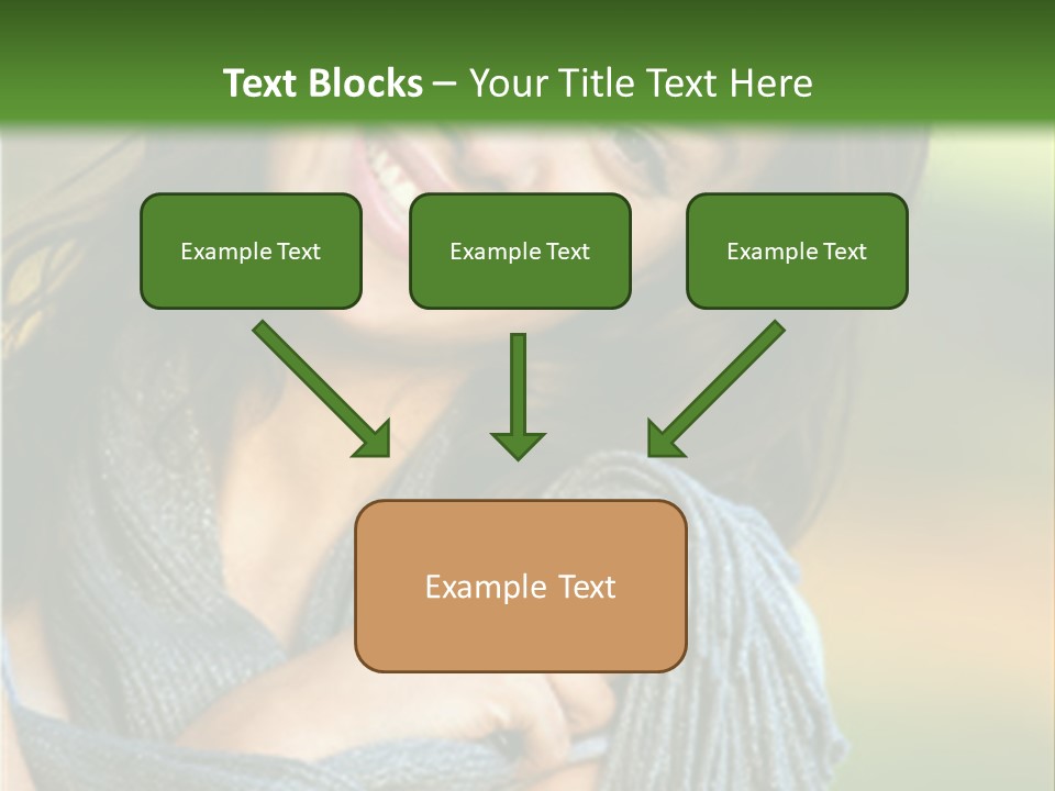 Beautiful Female Portrait Outdoors Smiling And Playing With Her Scarf PowerPoint Template