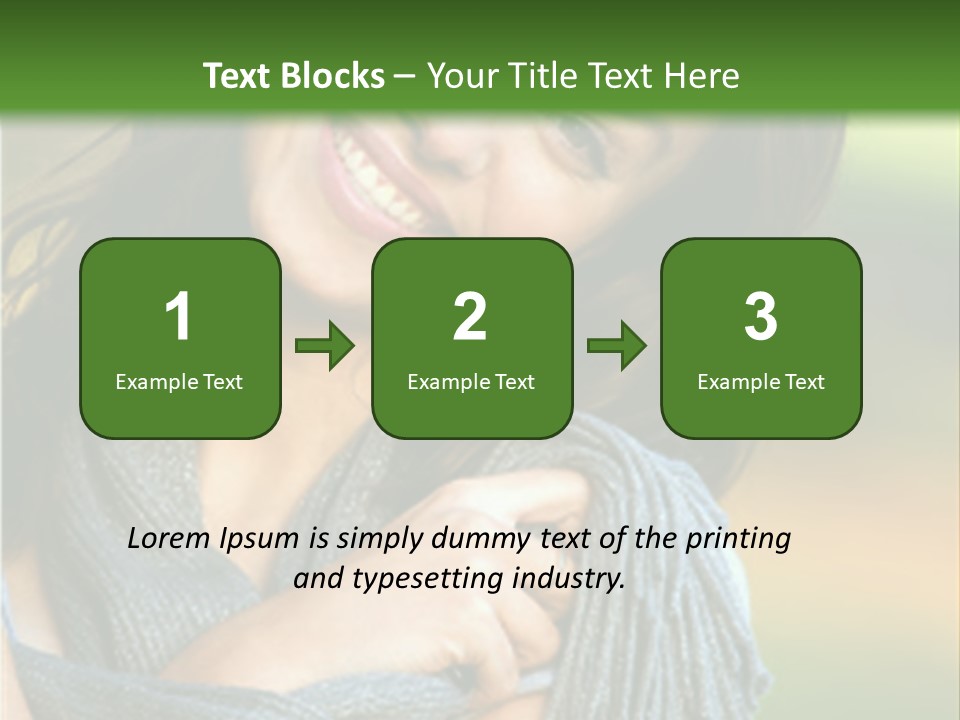 Beautiful Female Portrait Outdoors Smiling And Playing With Her Scarf PowerPoint Template