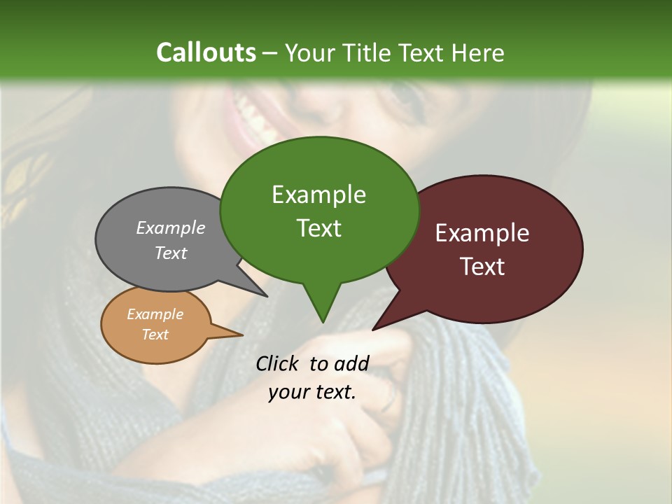 Beautiful Female Portrait Outdoors Smiling And Playing With Her Scarf PowerPoint Template