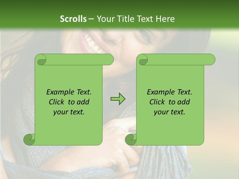 Beautiful Female Portrait Outdoors Smiling And Playing With Her Scarf PowerPoint Template