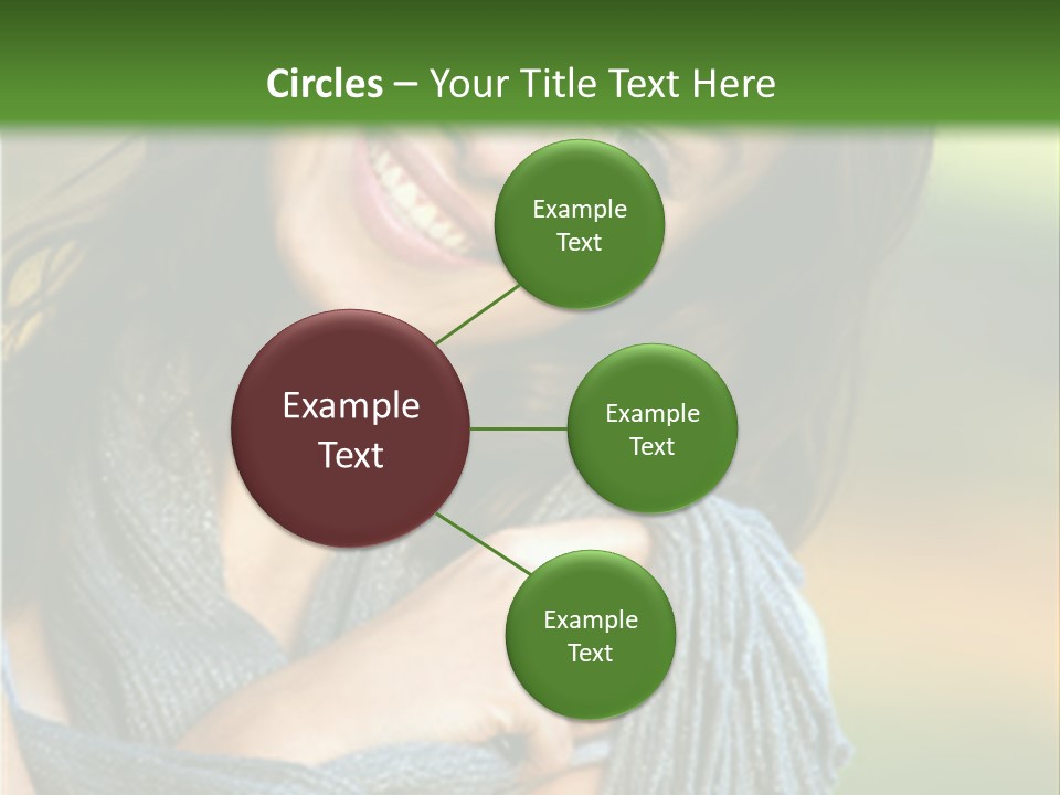 Beautiful Female Portrait Outdoors Smiling And Playing With Her Scarf PowerPoint Template