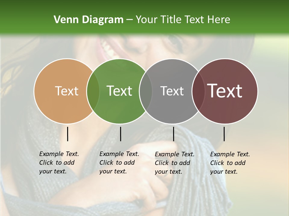 Beautiful Female Portrait Outdoors Smiling And Playing With Her Scarf PowerPoint Template